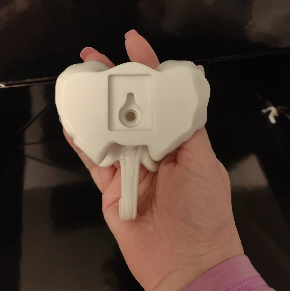 Decorative Glossy White Elephant Head PVC Wall Hook